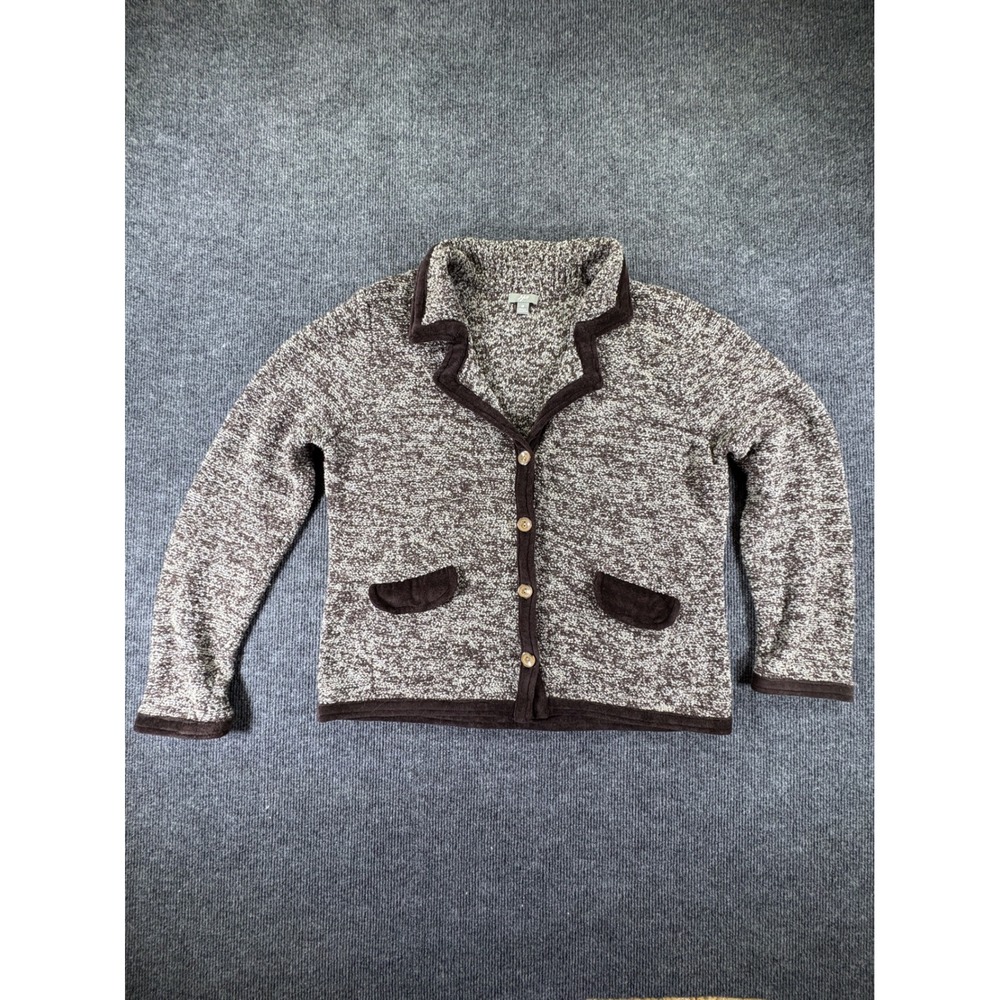 J. Jill Womens Merino Wool Blend Marled Cardigan Brown Cream Size M RN 97641